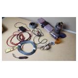 Mixed Electrical Components and Accessories including Various Cables, Connectors, and Switches