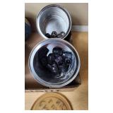 Assorted metal fittings and connectors in various containers