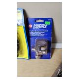 Various Brands Plumbing and Air Tool Accessories including Drill Master Drill Water Pumps, Merlin Pressure Gauge, and Apache Air Hose Lot