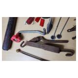 Assorted Vintage and Mechanical Items including Automotive Lights, Recoton CD324 Adapter, and Tools