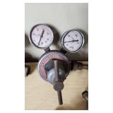 Torch Gas Regulators and Valves Lot including Oxygen and Propane Regulators, Valves, and Gauges