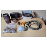 Assorted Electrical Components and Tools including Auto Heater Fan, Wires, and Accessories
