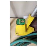 Garden Tools and Equipment including Weed Eater Grass Trimmer, Hose, and Accessories