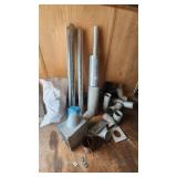 Various HVAC Ductwork Pieces and Accessories including Pipe, Elbows, and Connectors