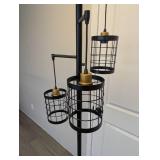 3-LIGHT INDUSTRIAL METAL CAGE FLOOR LAMP