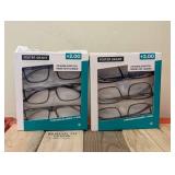 (2) NEW FOSTER GRANT +2.00 READING GLASSES 3PK.