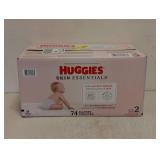 NEW HUGGIES SKIN ESSENTIALS 74 DIAPERS SIZE 2