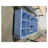 METAL AND WOOD, ADJUSTABLE HEIGHT WORKBENCH WITH WOODEN HUTCH