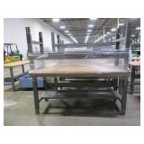 METAL, ADJUSTABLE HEIGHT, U-LINE PACKING TABLES WITH WOOD TOPS