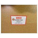 METAL, ADJUSTABLE HEIGHT, U-LINE PACKING TABLES WITH WOOD TOPS