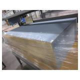 METAL, ADJUSTABLE HEIGHT, U-LINE PACKING TABLES AND WOODEN HUTCH