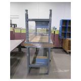 WOOD, ADJUSTABLE HEIGHT, U-LINE PACKING TABLES WITH WOOD TOPS