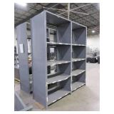 GRAY METAL SHELVING UNITS- DOUBLE WIDE