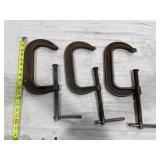 Set of 3 Steel C-Clamps