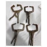 Lot of 4 C-Clamp Locking Pliers