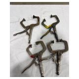 Lot of 4 C-Clamp Locking Pliers