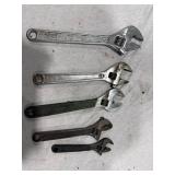 Lot of 5 Adjustable Wrenches