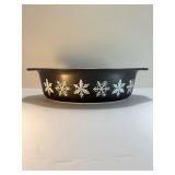 Vintage Pyrex "White on Charcoal" Snowflake Casserole Dish
