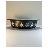 Vintage Pyrex "White on Charcoal" Snowflake Casserole Dish