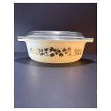 RARE 1960s Pyrex "Golden Acorn" Oval Casserole Dish #043 (1.5 QT) MCM w/ Lid EUC