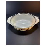 RARE 1960s Pyrex "Golden Acorn" Oval Casserole Dish #043 (1.5 QT) MCM w/ Lid EUC