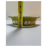 Vintage Pyrex Spring Blossom Green "Crazy Daisy" Casserole Dishes Mix & Match Set (2 Pcs)