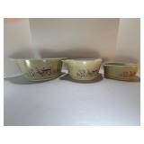 Vintage Pyrex "Forest Fancies" Mushroom Nesting Bowls Set of 3 | Almond Speckle Milk Glass (1980s)