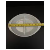 Vintage Jeannette Glasbake "Green Daisy" Milk Glass Oval Casserole Dishes (Set of 2) w/ Lids MCM