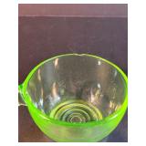 Vintage Green Uranium Vaseline Glass 4-Piece Set: 3 Divided Grill Plates & Matching Cup - Glows Bright Under UV Light (Depression Era)