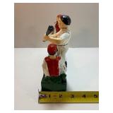 VINTAGE Cast Iron Mechanical Coin Bank "Hometown Battery" Baseball Pitcher Batter (Works Great!)