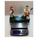 VINTAGE Cast Iron Mechanical Coin Bank "Hometown Battery" Baseball Pitcher Batter (Works Great!)