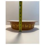 Vintage Pyrex Early American 2-Pc Set | #043 #045 Casseroles w/ Lid. The first Pyrex pattern to use  22K Gold.