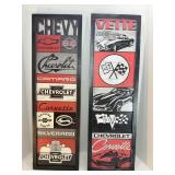 Officially Licensed Vintage Style Chevrolet & Corvette Vertical Wood Wall Signs (Set of 2)