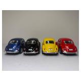 LOT of 4 KiNSMART 1967 Volkswagen Classic Beetle 1:32 Diecast Cars VW Bug RED BLUE YELLOW BLACK