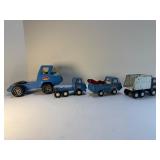 VINTAGE LOT of 4 | 1960s-1970s Blue Pressed Steel Tonka Toy Trucks - Mini & Full Size