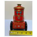 Vintage Modern Toys Japan Tin Litho Friction F.D. No. 1 Fire Engine Truck w/ Fireman Figure (c. 1950s)