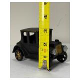 Vintage Cast Iron Model T Ford Toy Car - Black & Gold Sedan