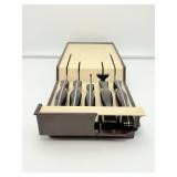 VINTAGE CUTCO 5-Pc Knife Set with Original Brown Plastic Wall Mount/Drawer Holder - DAMAGED HOLDER