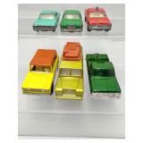 Rare Vintage Die-Cast Car Collection: 6 Iconic 1960s-1970s Matchbox Superfast & Corgi Models (Land Rover, Opel Diplomat, Ford Pickup, Sedans)