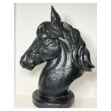 Stately  62-lb. Solid Cast Cement Horse Head Statue | Classic Equestrian Garden Art Decor