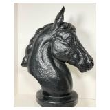 Stately  62-lb. Solid Cast Cement Horse Head Statue | Classic Equestrian Garden Art Decor