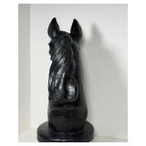 Stately  62-lb. Solid Cast Cement Horse Head Statue | Classic Equestrian Garden Art Decor