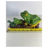 Vintage Cast Iron Mechanical Two Frogs Coin Bank