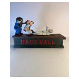 Vintage Cast-Iron Mechanical Bank – "Baseball" Hometown Battery Style – Action Works