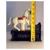 Vintage Charm Cast Iron "Trick Pony" Mechanical Coin Bank