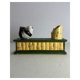 Cast Iron Mechanical Coin Bank Panda Bear Bamboo Motif