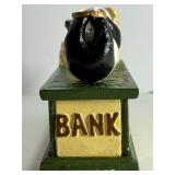 Cast Iron Mechanical Coin Bank Panda Bear Bamboo Motif