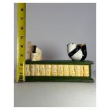 Cast Iron Mechanical Coin Bank Panda Bear Bamboo Motif