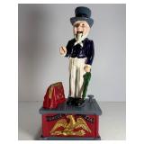 Vintage Cast Iron Mechanical Bank - Uncle Sam Design