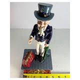 Vintage Cast Iron Mechanical Bank - Uncle Sam Design